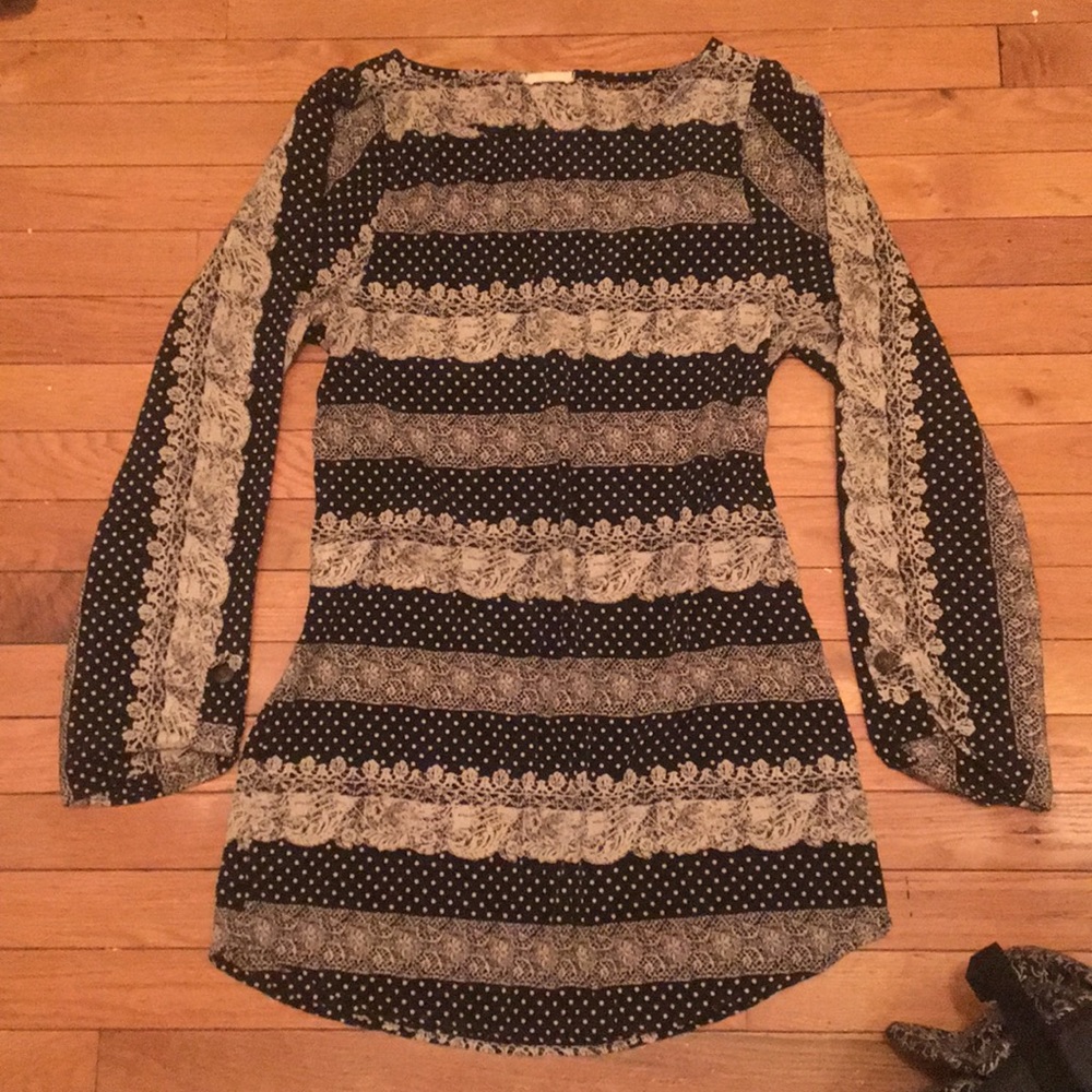 Black and off white striped dress